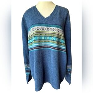 NWT Lane Bryant Plus Women Wool V-neck Vibrant Stripe Preppy Sweater Blue 18/20